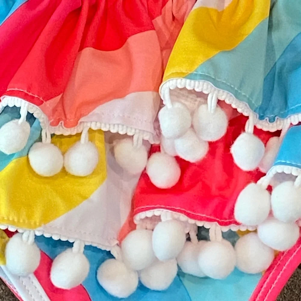 Betsey Johnson ruffle and pompoms bathing suit